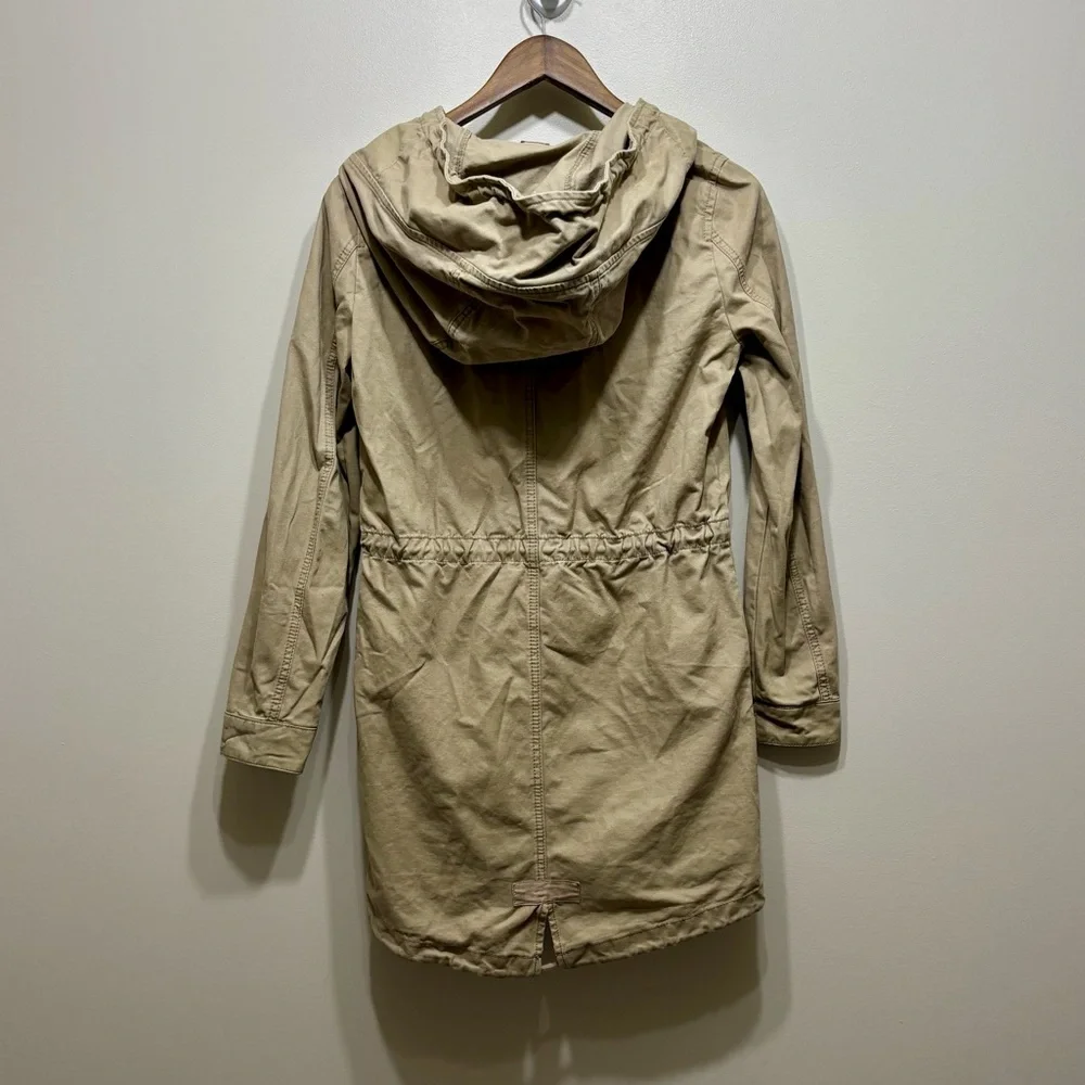 Only Tan Hooded Utility Anorak Jacket Zip Front Drawstring Waist XS - Picture 6 of 10